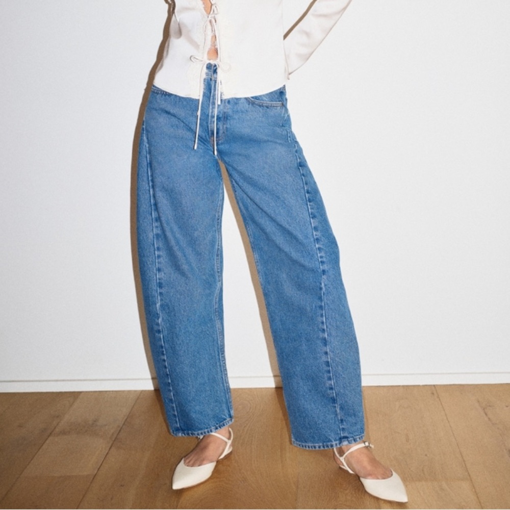 Abercrombie & Fitch Blue Wide-Leg Cropped Jeans